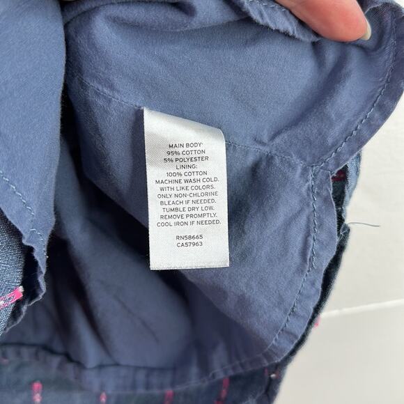 TUCKER + TATE Denim Blue Pink Western Sleeveless Botton Up Collared Dress Size 4 - Picture 8 of 10